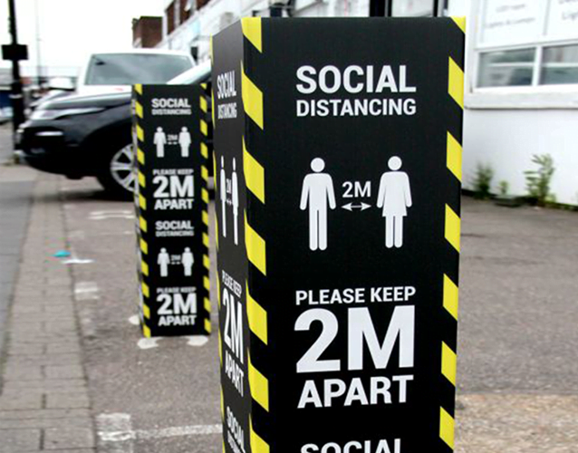 social distancing bollard covers